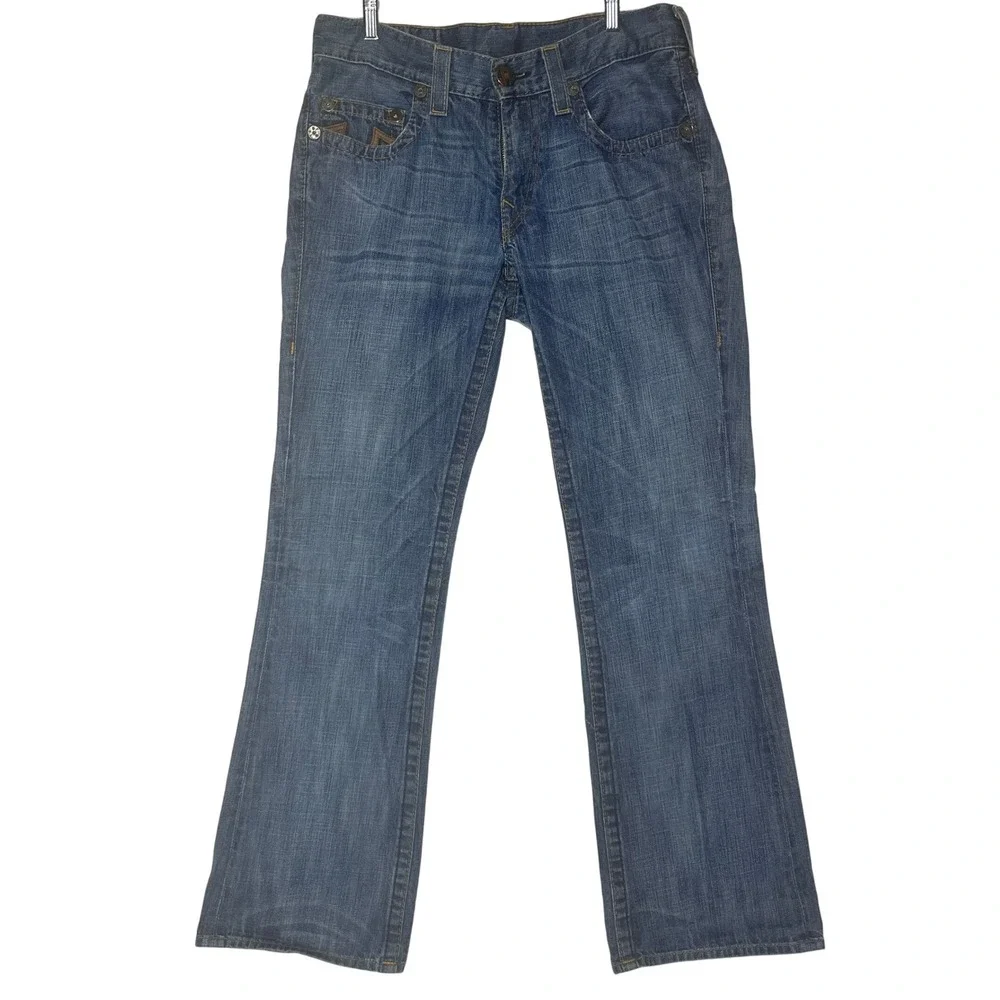 True Religion Bootcut Jeans Brown Stitching Denim USA Made Size‎ 33